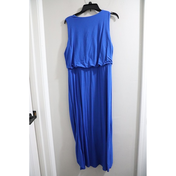 Chico's Blue Sleeveless Ruched Draped Midi Dress Size 1 Medium 8‎ - Picture 6 of 6